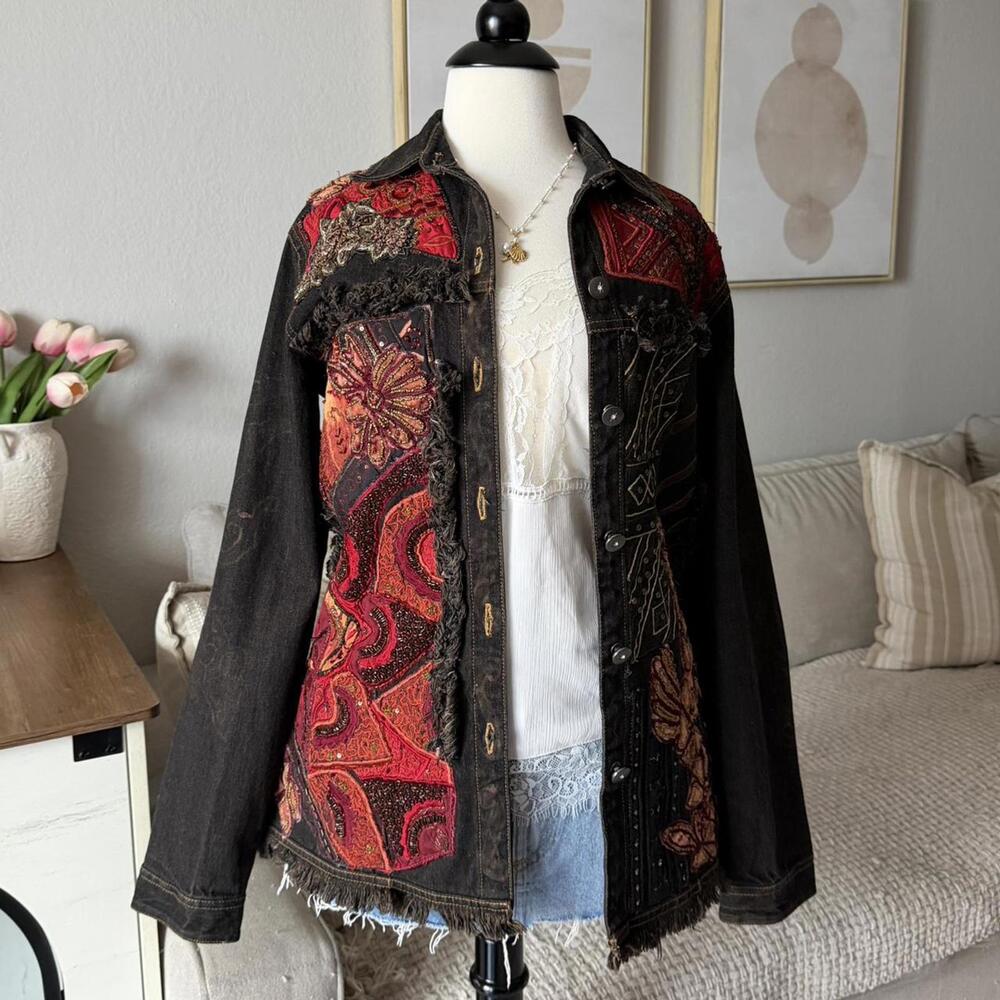 Chico’s Boho Patchwork Denim Jacket - image 1